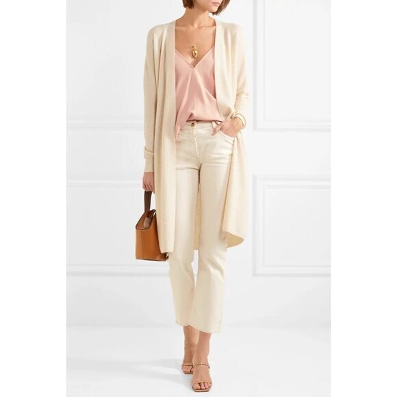 Theory Torina‎ Cashmere Cardigan Cream Beige Size Small Waffle Knit Sweater - Picture 14 of 14